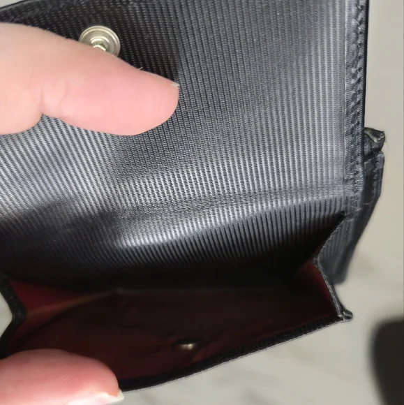 Chanel Black Nylon Bifold Wallet Unisex Vintage Old Travel Line